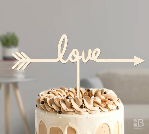 Dřevěný dortový zápich - Love arrow - Image 2